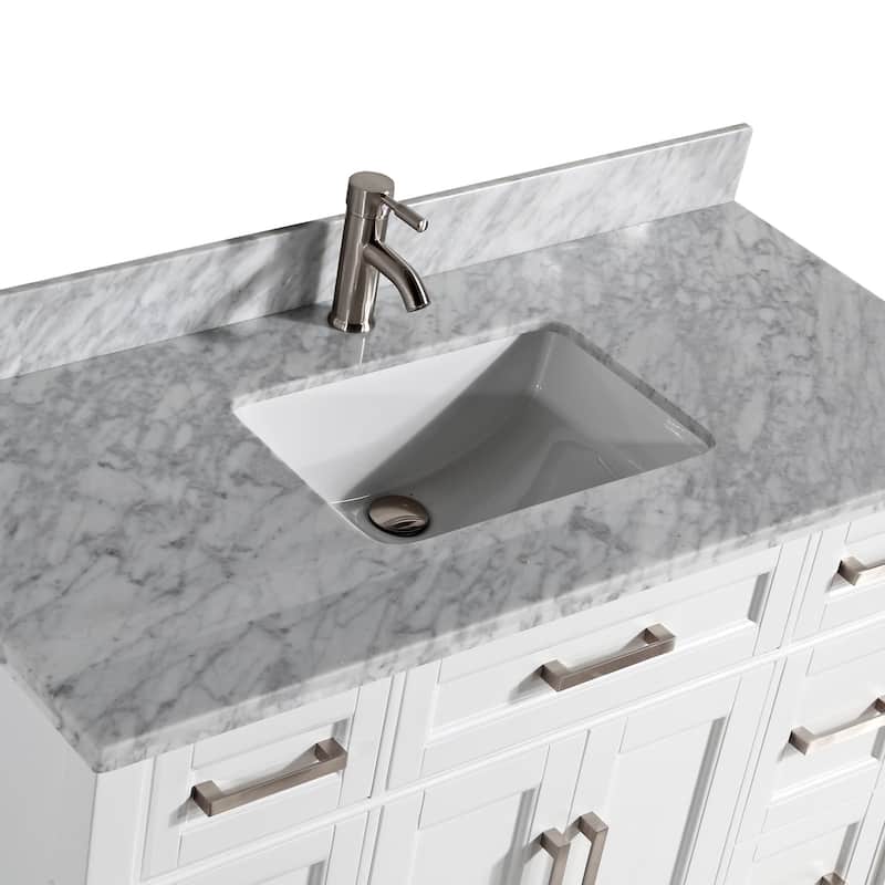 Vanity Art 48-Inch Bathroom Vanity Set with Carrara Marble Top - 22 x 48 x 36 Inches