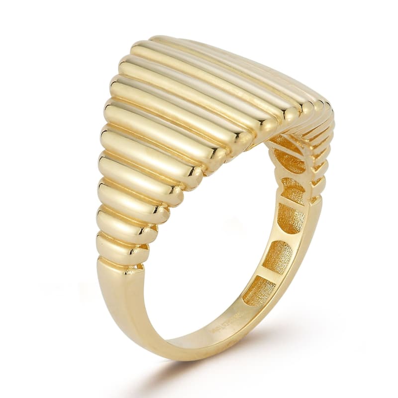 Soleil 14K Gold Ribbed Signet Ring