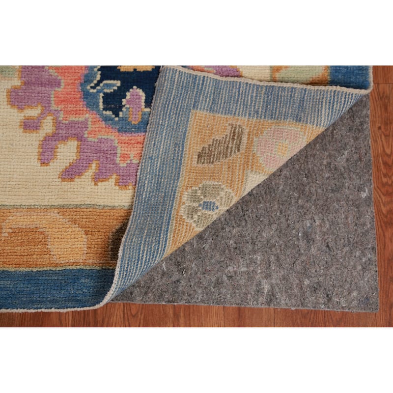 Hand Knotted Oriental 100% Wool Carpet Transitional All-Over Navy Blue & Blues Oushak Area Rug - 15' 7'' X 12' 3''