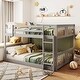 preview thumbnail 9 of 14, Low Bunk Beds Full Over Full Wood Bunk Bed Frame Floor Bunkbed for Kids Toddlers Boys Girls Teens' Bedroom Dorm Gray