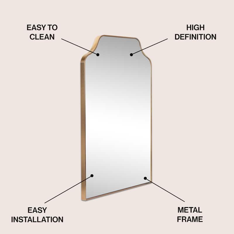 JONATHAN Y Scalloped-Top Metal Framed Wall Mounted Mirror - 36 H x 24 W x 1.08 D