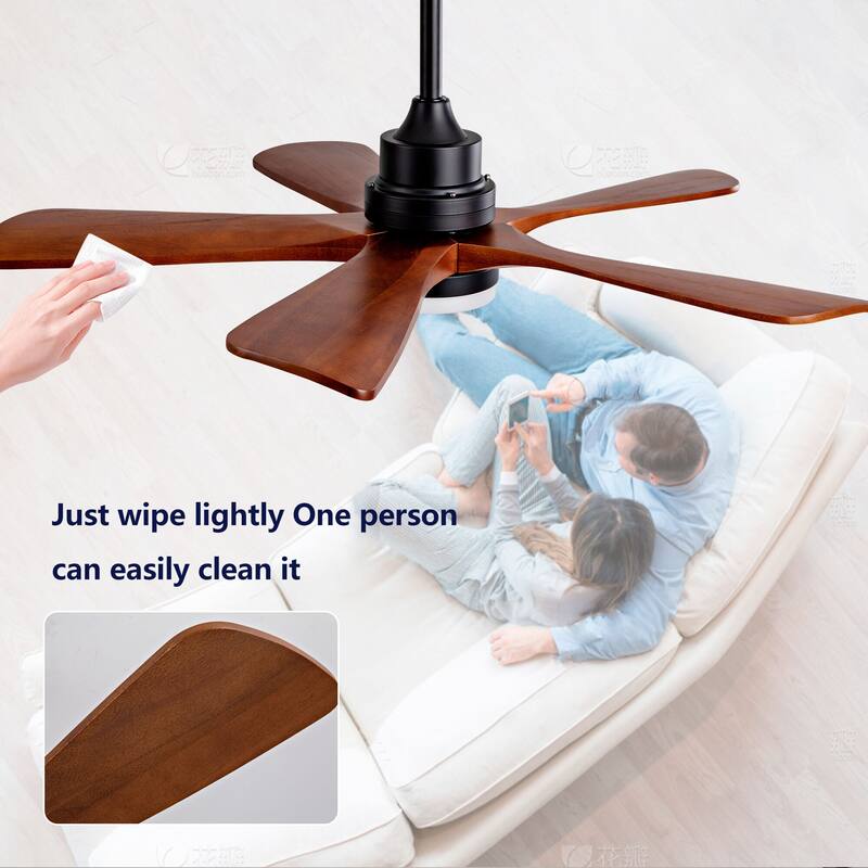 42/52 Inch Ceiling Fan,Electric Fan with Lights & Remote Control,Dimmable 3-Color LED