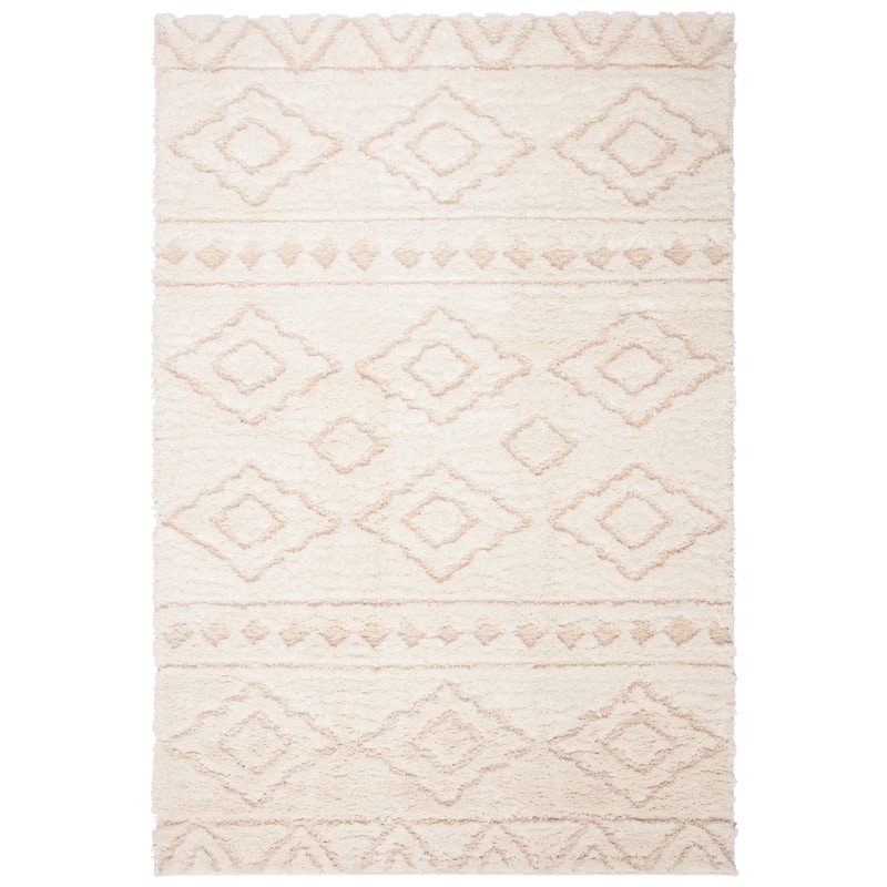SAFAVIEH Sparta Shag Zetta Geometric Rug - 5'3" Square - Ivory/Beige