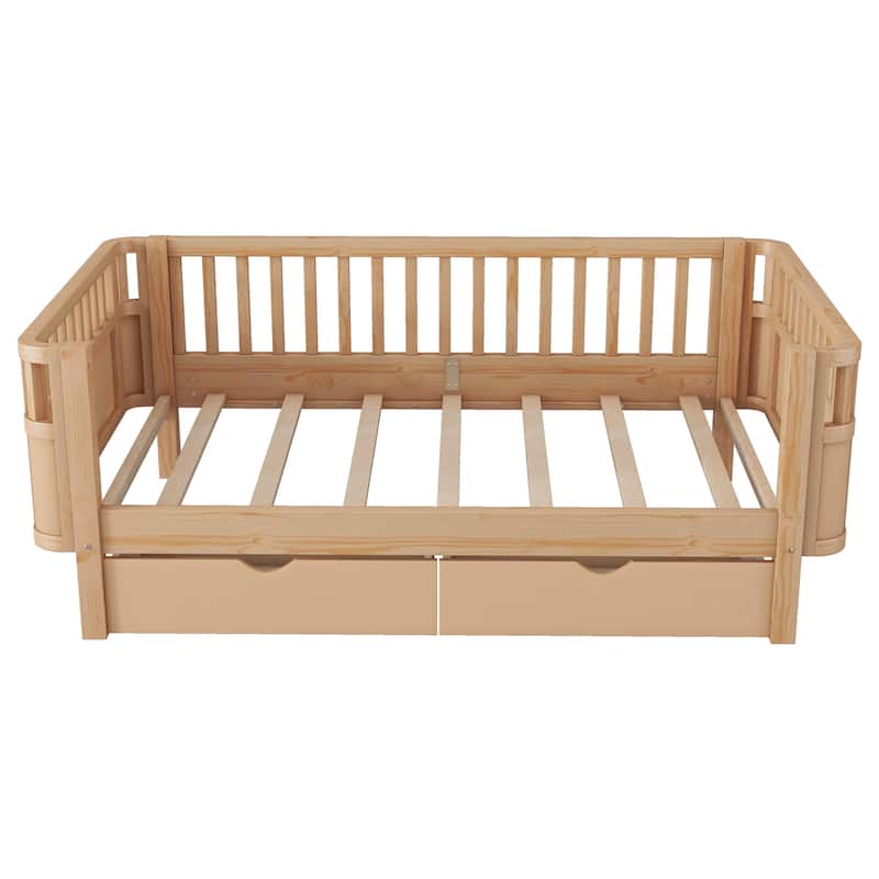 GDF Studio - Willow Twin Wood Platform Bed with Storage Drawers and Rails