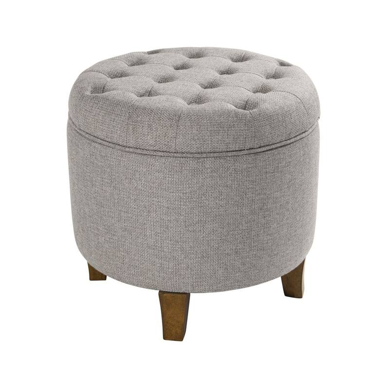 Carson Carrington Hare Button-tufted Round Storage Ottoman