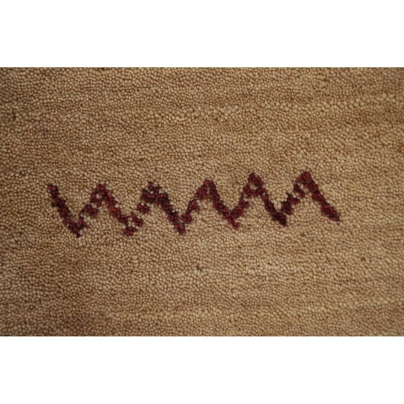 Tribal Gold Gabbeh Oriental Area Rug Hand-Knotted Modern Wool Carpet - 4'8" x 6'6"