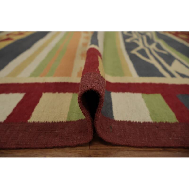 Hand Woven Oriental 100% Wool Carpet Southwestern Tribal Multi-Colored Kilim Area Rug - 8' 3'' X 8' 3''