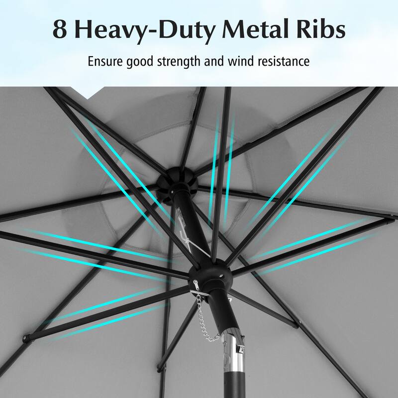 Large 9x8 Feet Polyester Fabric Outdoor Patio Umbrella with Wind Vent and Push Button Tilt Crank Handle