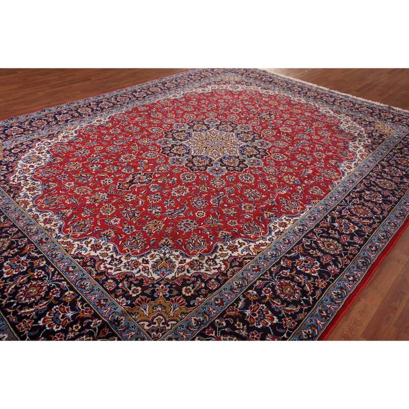 Traditional Red Kashan Turkish Rug Machine Made Home Decor Carpet - 9'8" x 12'6"