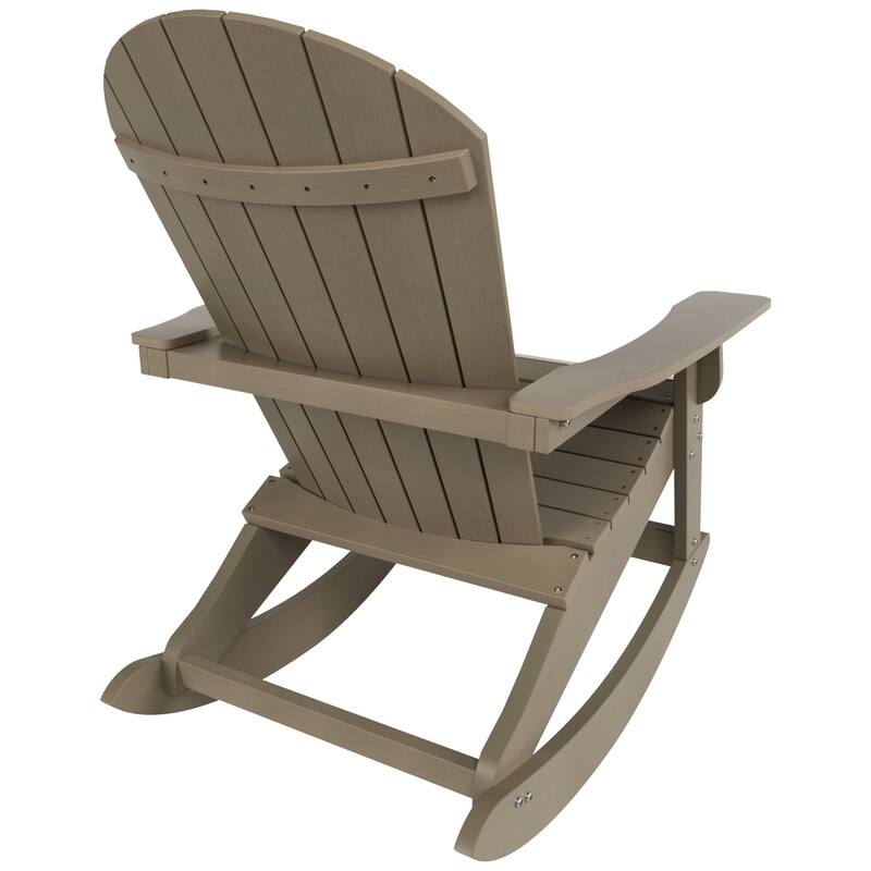 Vineyard HIPS Outdoor Eco-Friendly All Weather Seashell Rocking Adirondack Chair with Side Table (2-Piece Set)