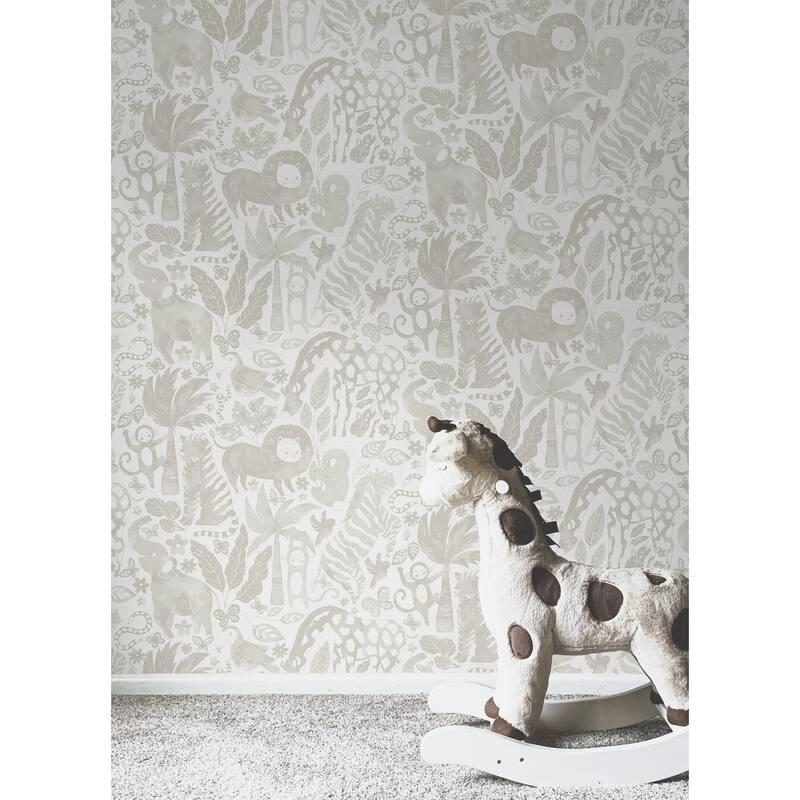 NuWallpaper Sweet Safari Taupe Peel & Stick Wallpaper