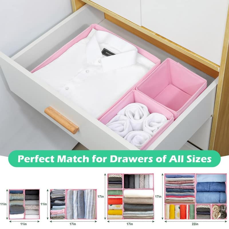 16-Pack Fabric Drawer Organizers - 3 Sizes for Clothes & Underwear