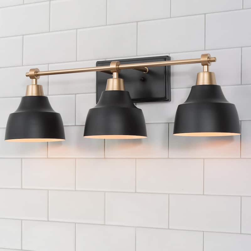 Modern Black Gold 3-light Bathroom Vanity Lights Metal Wall Sconces - Black and Gold - L24.5" x W 7"x H 8"