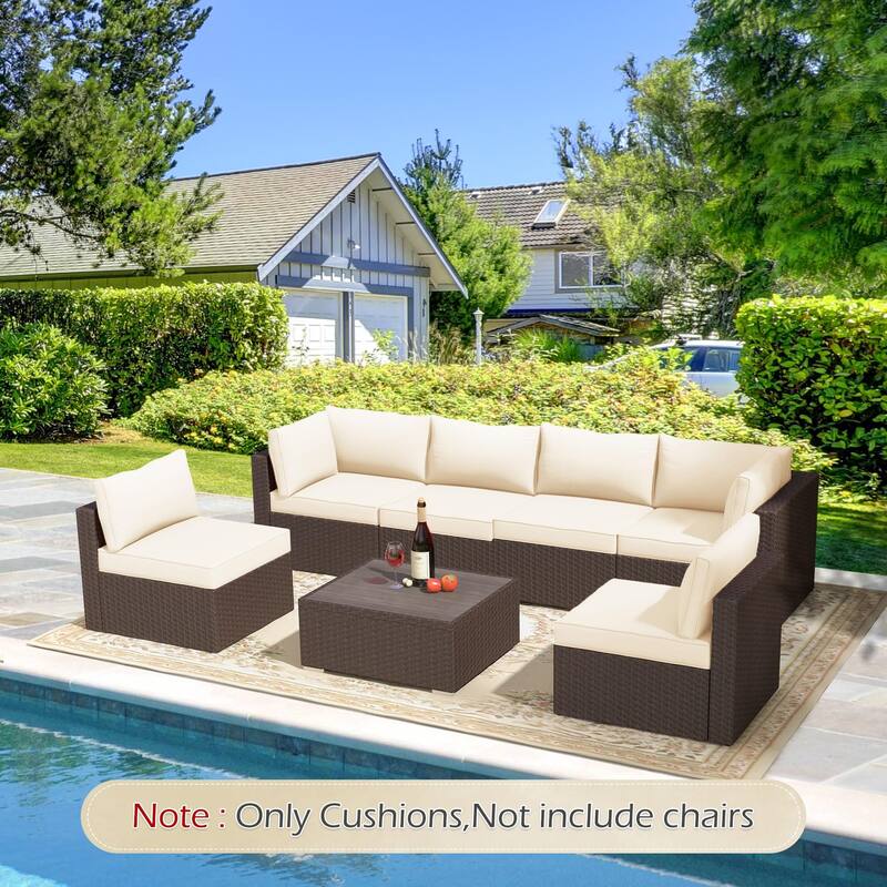 Outdoor Replacement Cushions for Patio Furniture, Waterproof & Non-Slip 4" Sofa Cushions, 6-Seat Conversation Sets, UV-Resistant