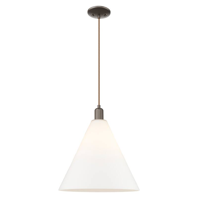 Innovations Lighting Endless Possibilities Arcadia - Berkshire Glass - 1 Light 16" Cord Hung Mini Pendant - Oil Rubbed Bronze/Matte White