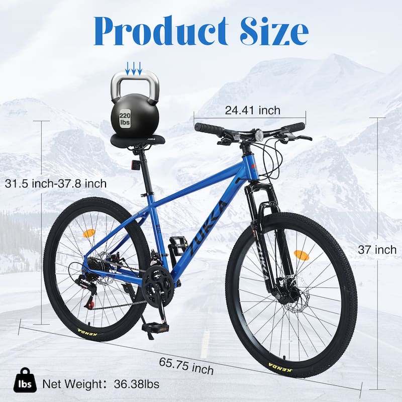 Mountain Bike - 24 Speed, Suspension Fork, KENDA Tires, Unisex - 26