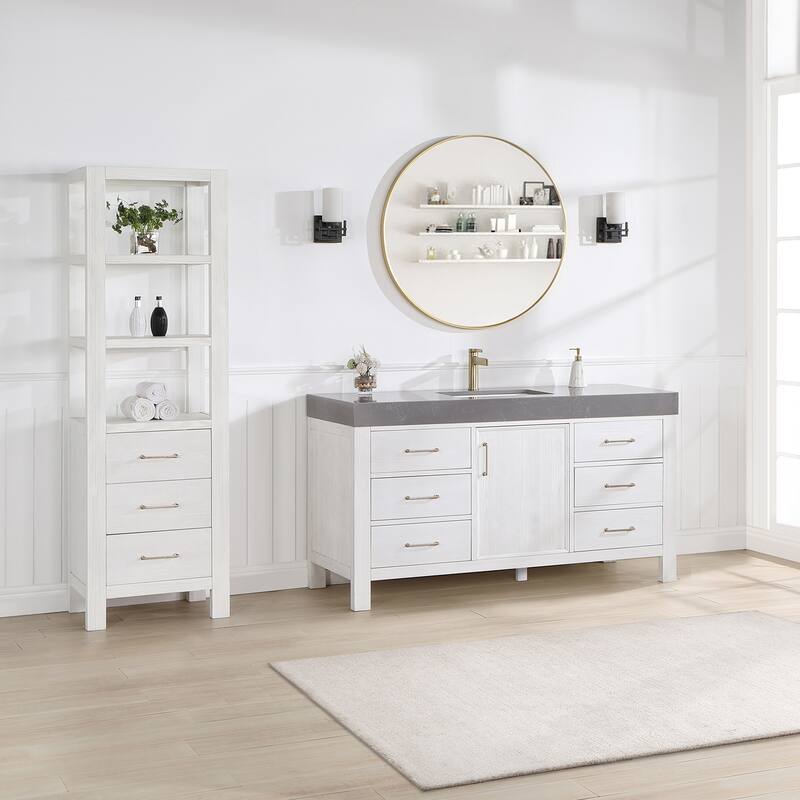 Leon 60 in. Single Bathroom Vanity with Composite Stone Top