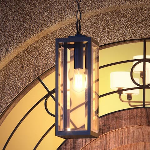Luxury Modern Farmhouse Pendant, 20.75"H x 7"W, with Industrial Style, Natural Black, by Urban Ambiance - 20.75" H, 7" W, 7" Dep