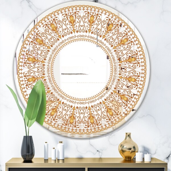 Designart 'Bohemian Brown Pattern' Bohemian and Eclectic Mirror - Oval ...