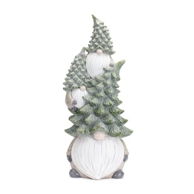 23.25" Green & White Triple Stacked Gnome Christmas Tabletop Figurine