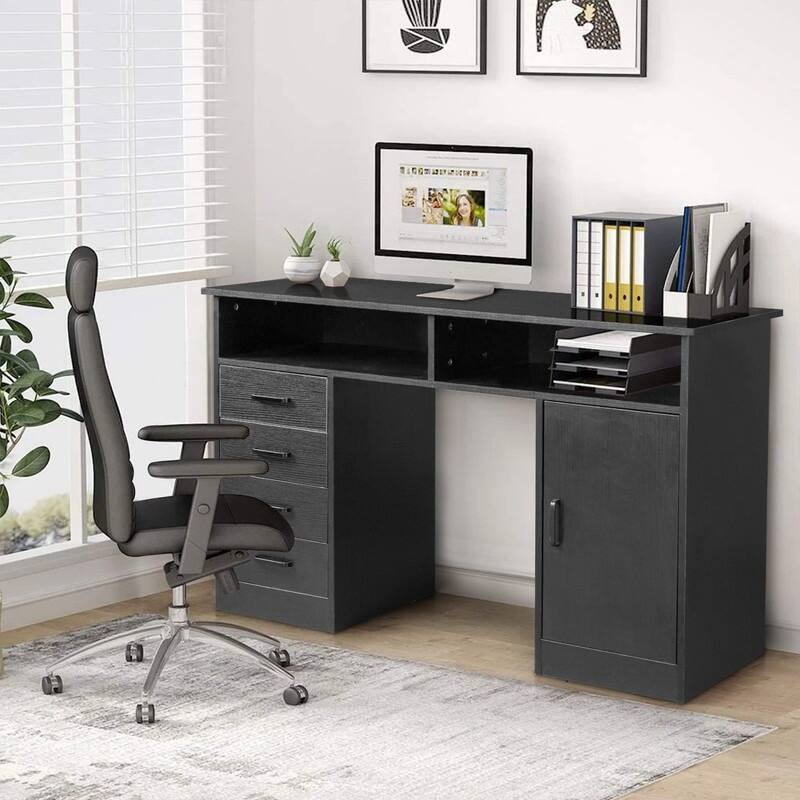 Manicure Table Computer Desk with 4 Drawers 1 Cabinet