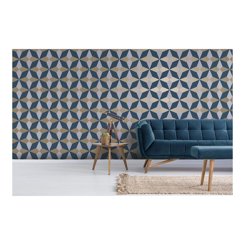 Fine Decor Newby Navy Geometric Wallpaper - 20.5 x 396 x 0.025