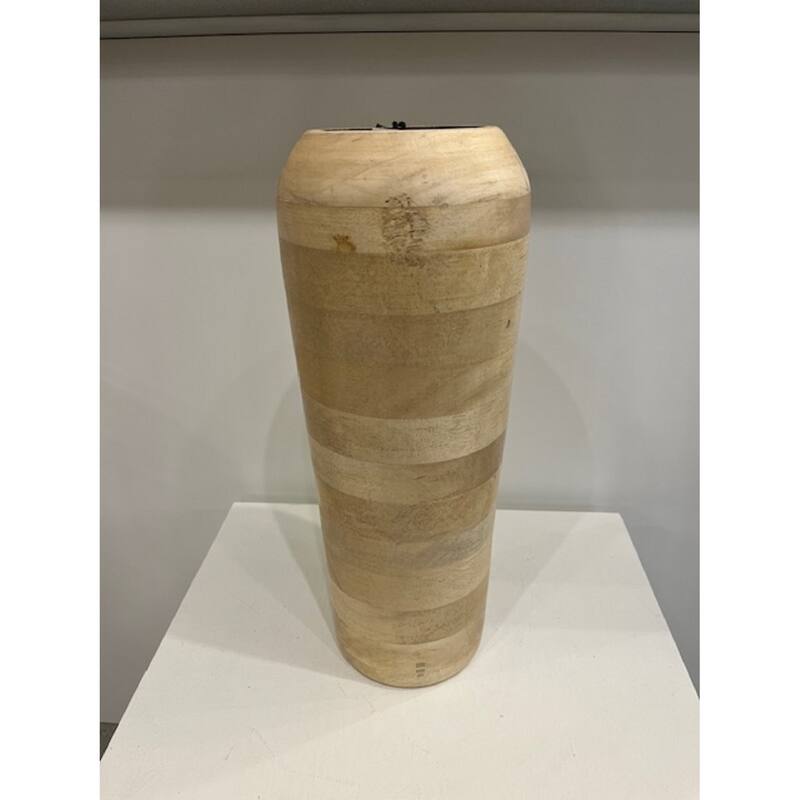 Walsall Vase Mango Wood Lg L 7.5" x W 7.5" x H 18" - Sun Bleached
