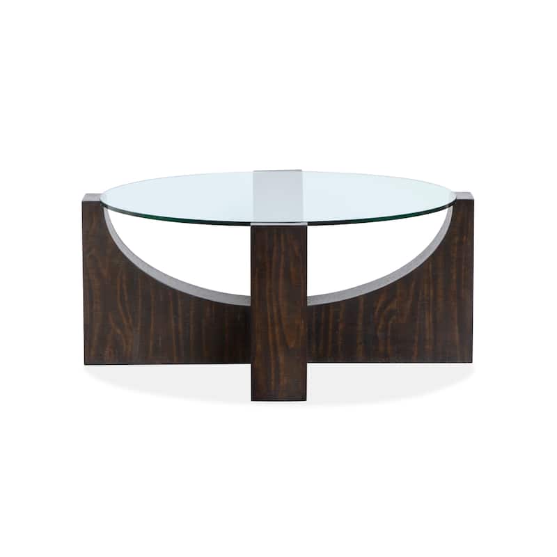 Magnussen Home Beckham Rustic Tavern Round Cocktail Table With Casters - 40''W x 40''D x 17.5''H