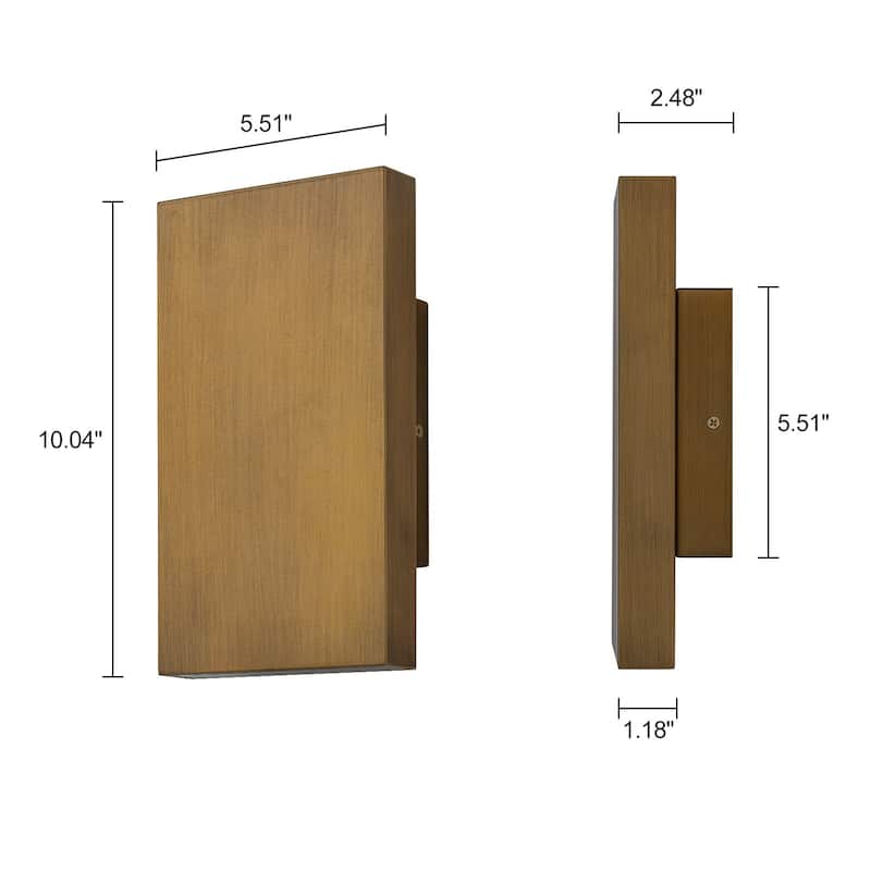 2-Light Matte Black Dimmable Outdoor LED Wall Sconce