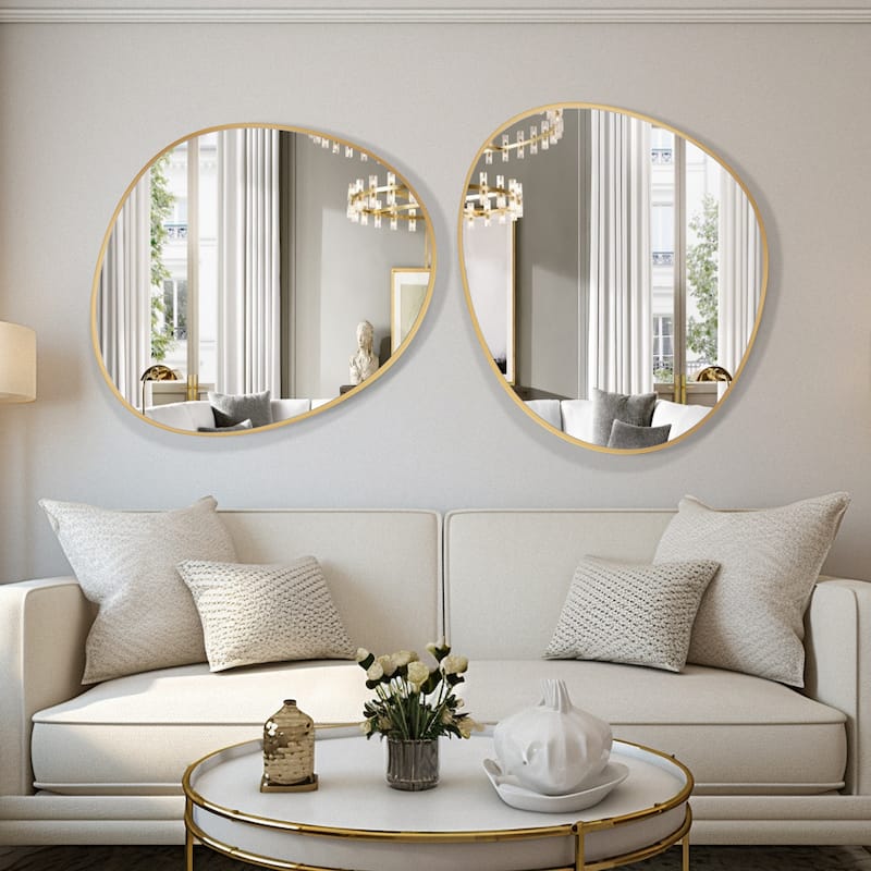 Contemporary Asymmetrical Mirror, Pebble Shaped Irregular Mirror