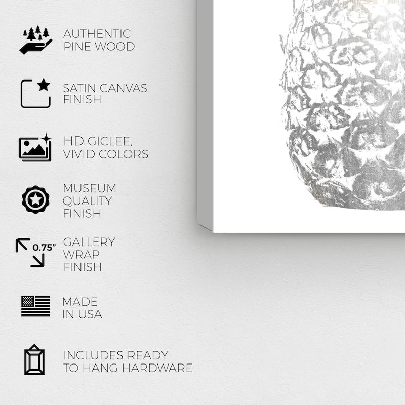 Wynwood Studio 'Pina Two Tones' Food and Cuisine Wall Art Canvas Print Fruits - Gray, Gold