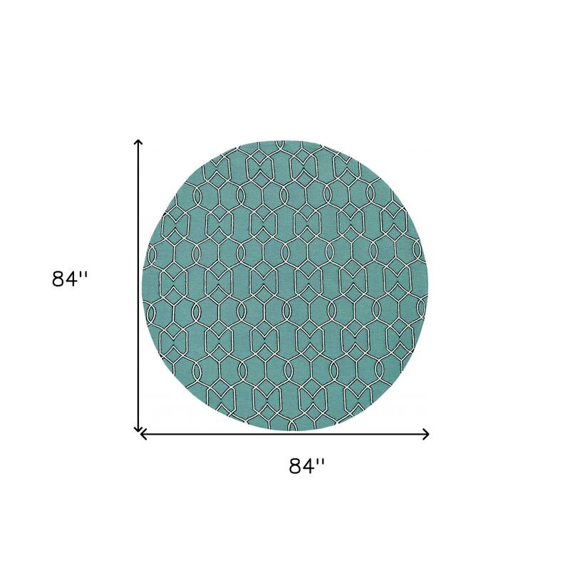 Ralu Abstract Shapes Weather Resistant Refined Traditional Hand-Woven Round Outdoor Rug - 7' Round