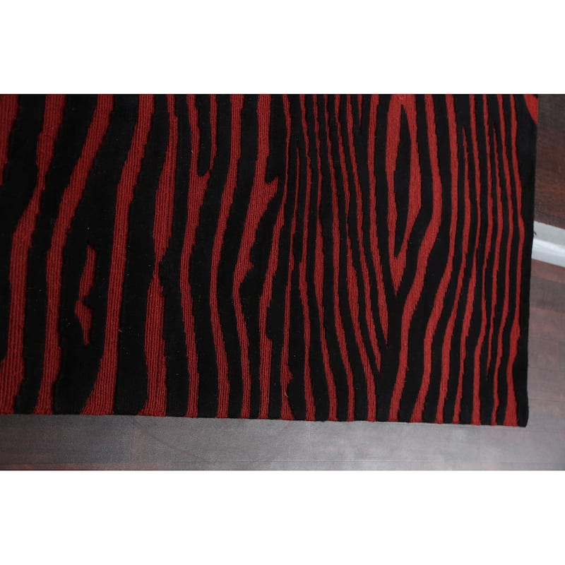 Vegetable Dye Animal Print Nepalese Area Rug Hand-knotted Wool Carpet - 10'1" x 12'0"