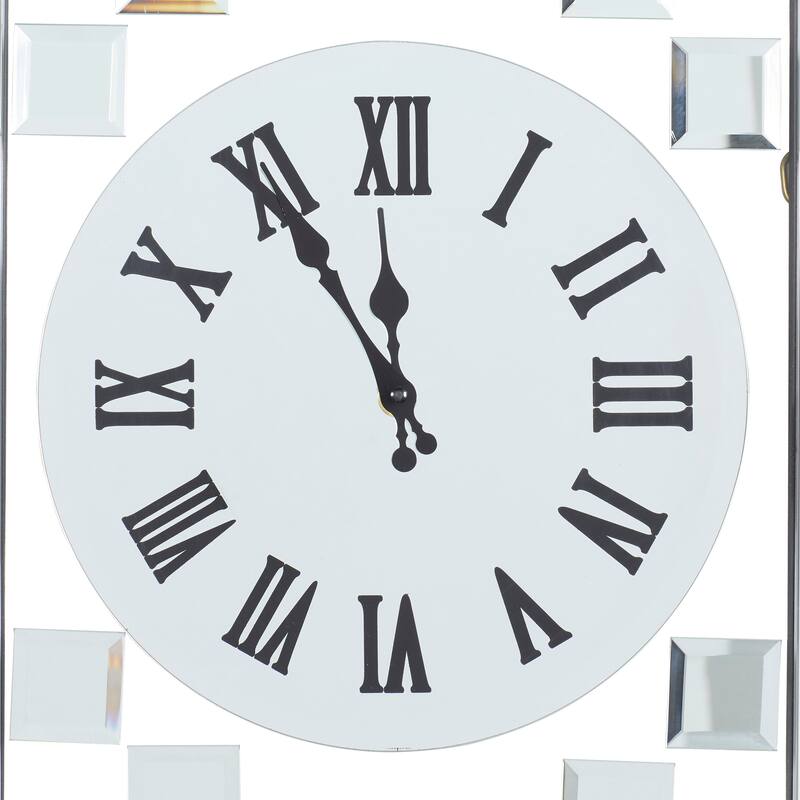 Silver Glass Beveled Mirrored Decorative Wall Clock - 13 x 42