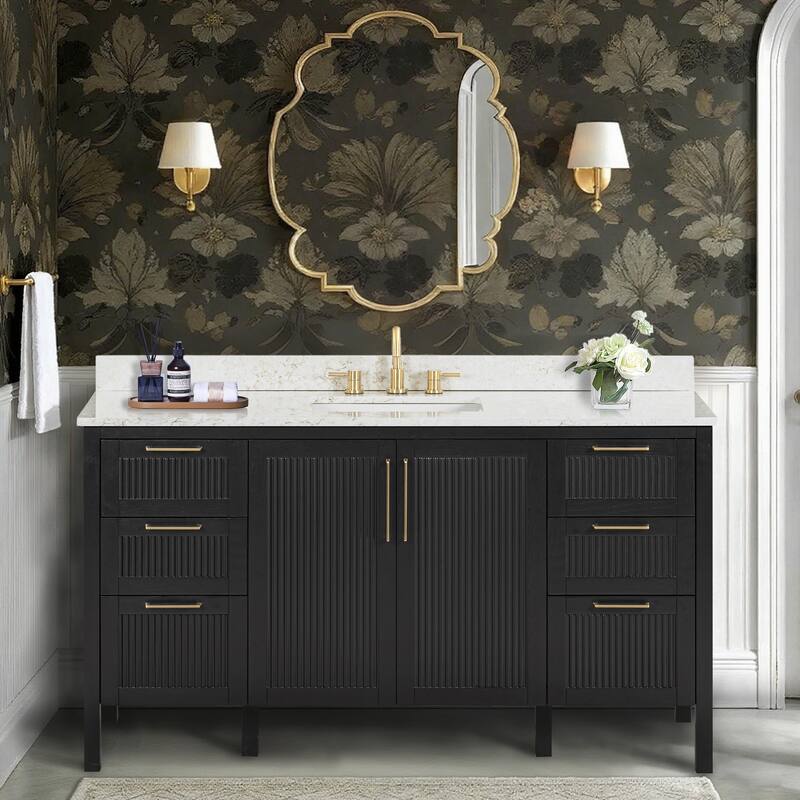 Luka Bathroom Vanity Only in Black Oak