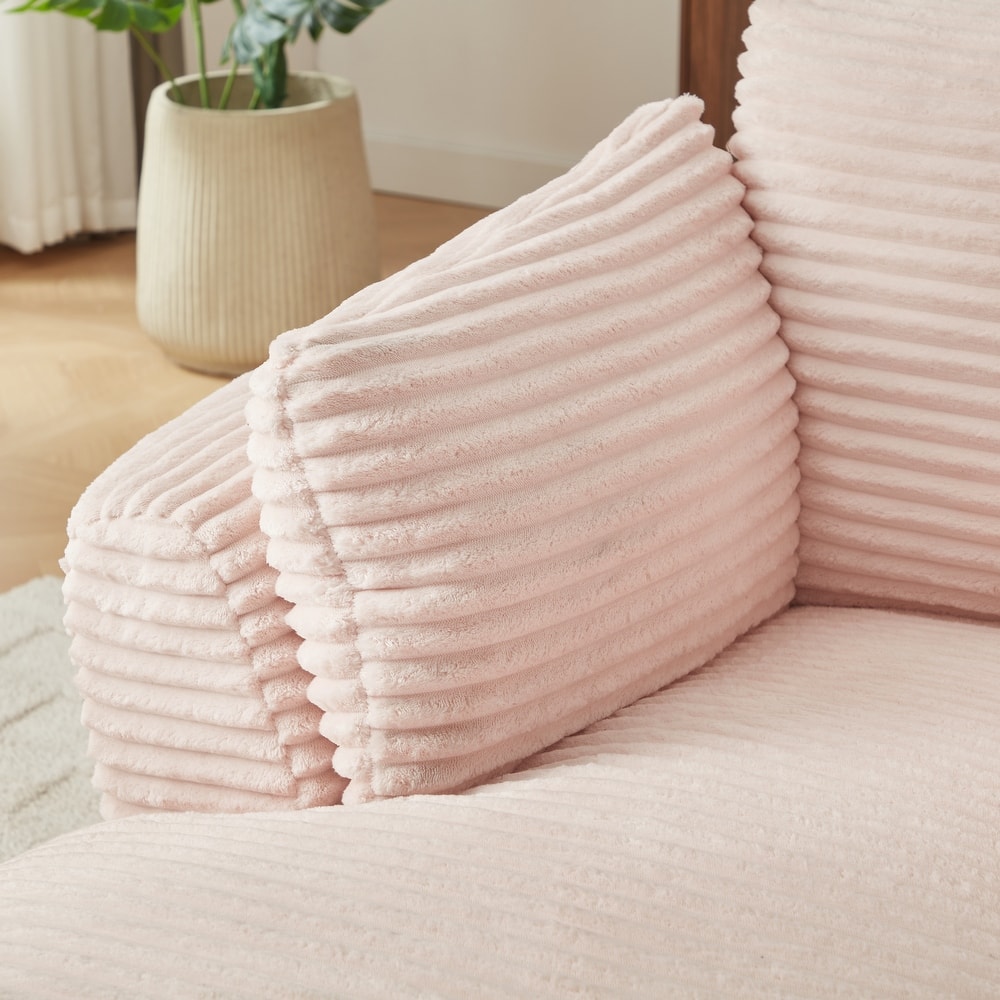 Fluffy Corduroy Sofa Armchairs Floor Accent Chair Lazy Single Chaise Lounge Comfy Sleeper Couch for Living Room with Pillows
