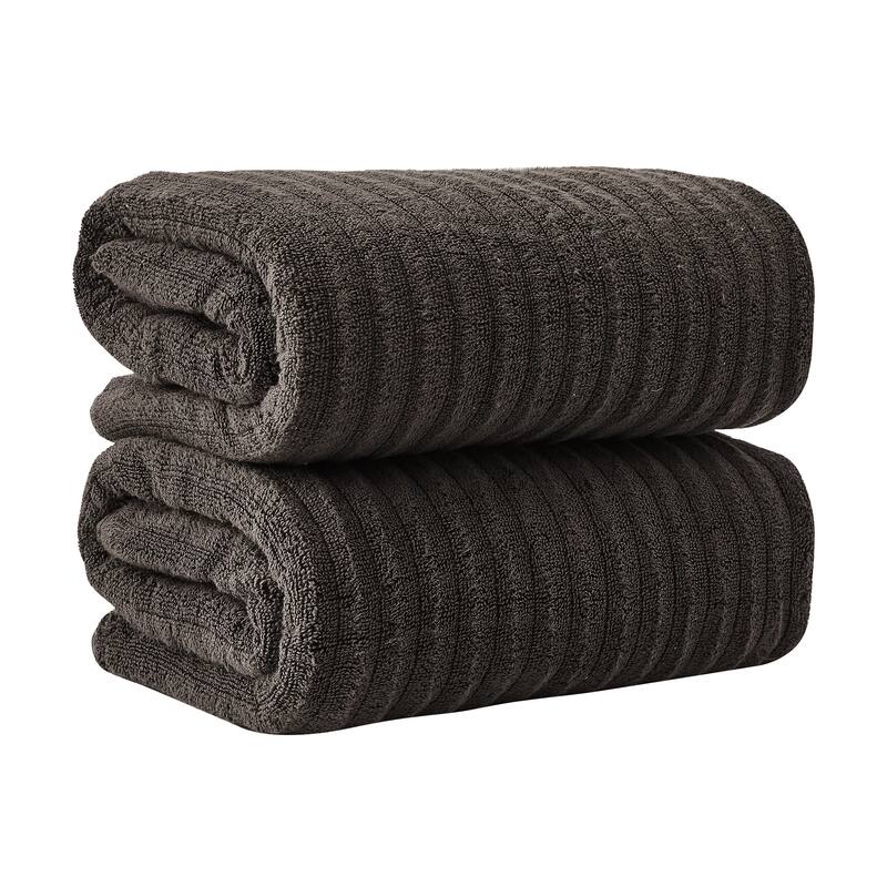 Linery & Co. Combed Cotton Bath Towel Set - Bath Sheet (Pack of 2) - Midnight Grey
