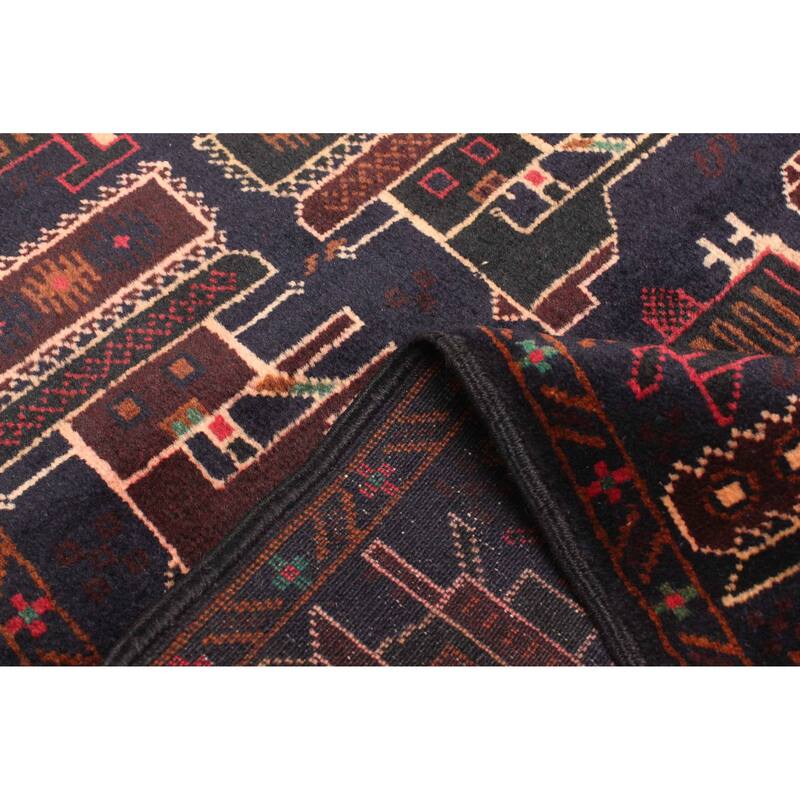 ECARPETGALLERY Hand-knotted Rare War Dark Navy Wool Rug - 2'10 x 4'9