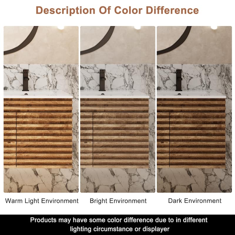 Bathroom Vanity with Drop-In Ceramic Sink Wall-Mounted Storage Cabinet