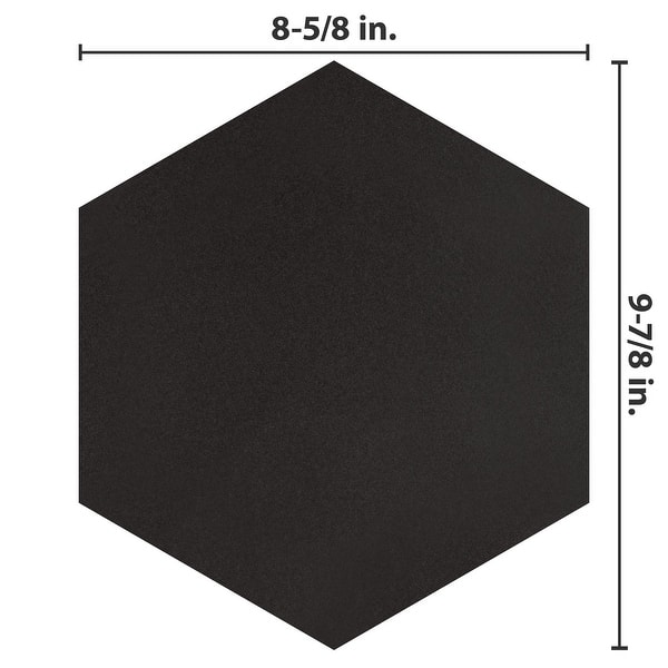 Merola Tile Textile Basic Hex Black 8-5/8" x 9-7/8" Porcelain Floor and ...