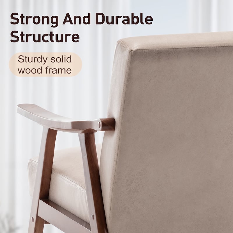 Light Camel 26" Accent Chair with Solid Wood Frame
