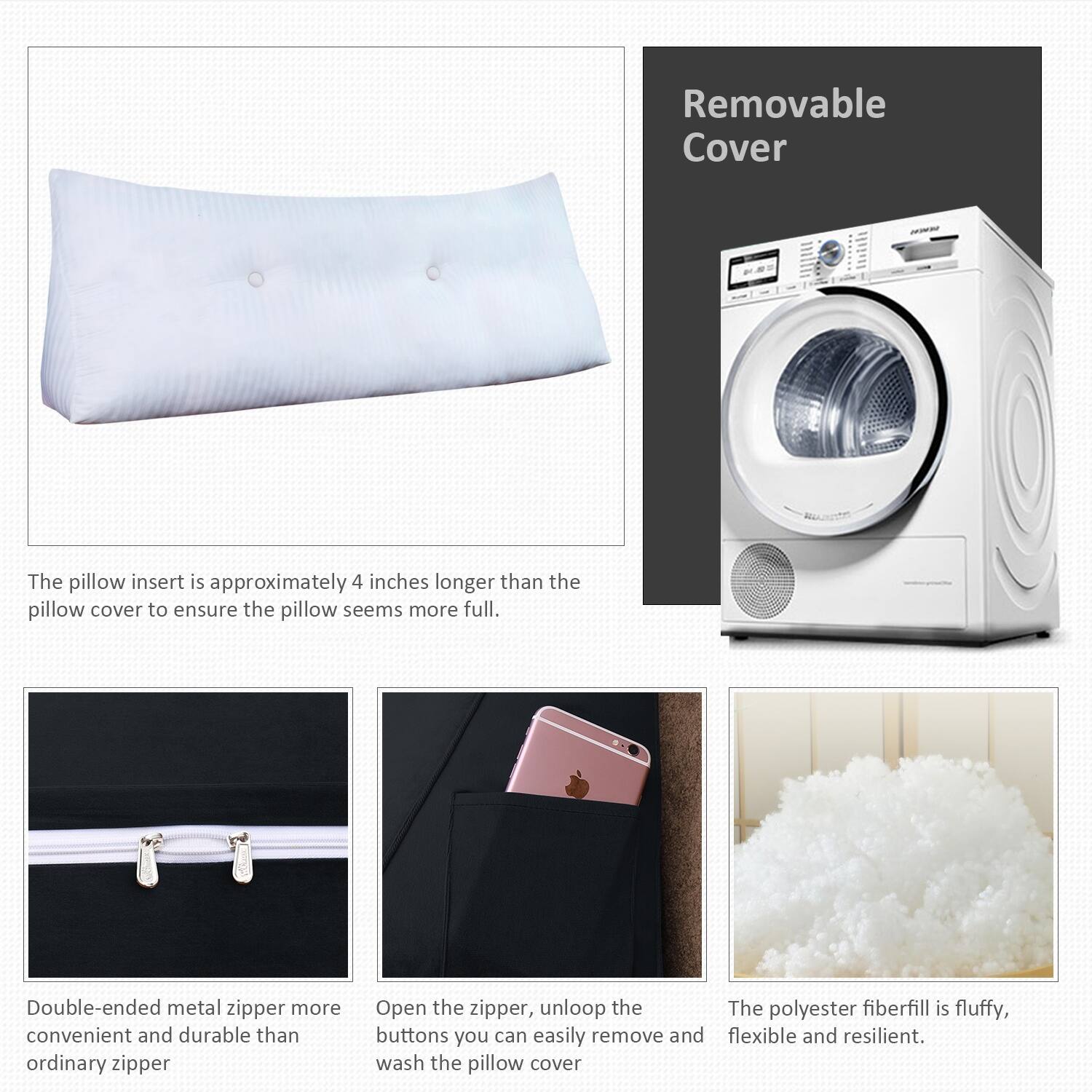 Bed Rest Reading Wedge Pillow TV Watching Back Cushion Daybed Headboard