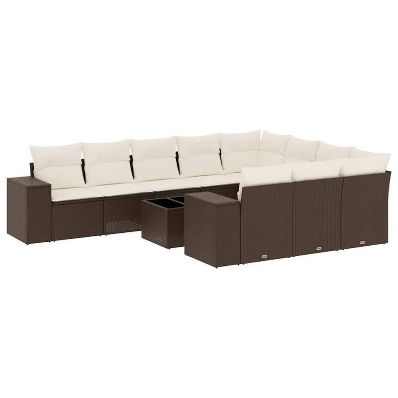 vidaXL Patio Sofa Set with Cushions Outdoor Conversation Furniture Poly Rattan