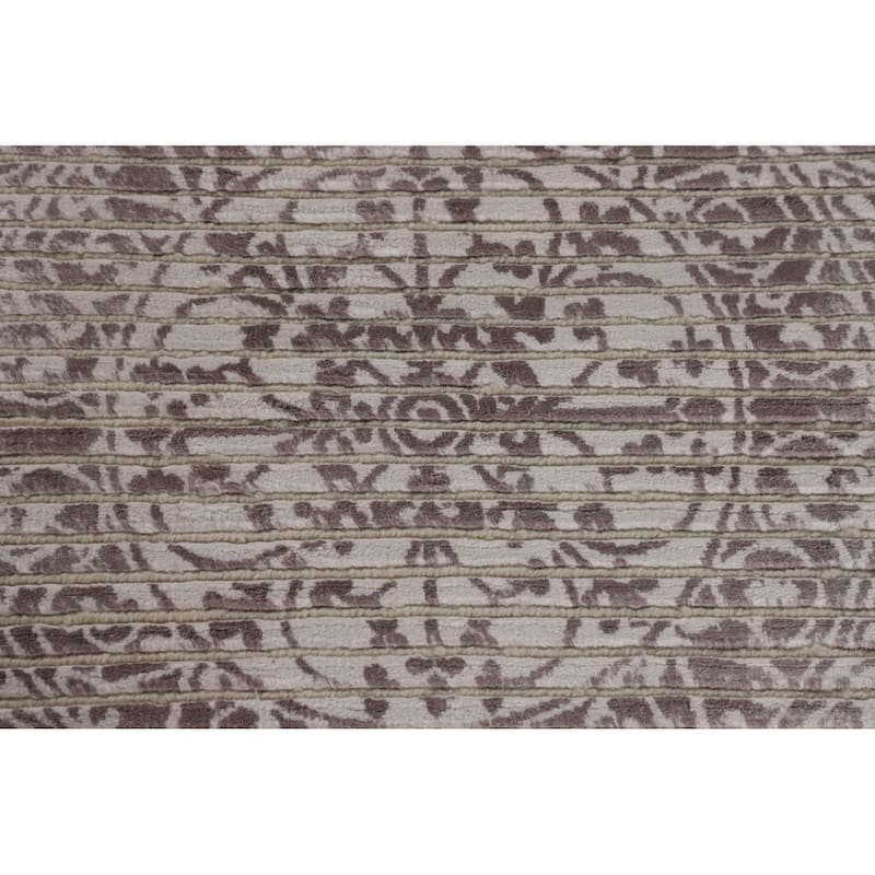 Ivory & Brown Modern Indian Abstract Accent Rug Handmade Wool Carpet - 3'0"x 5'1"