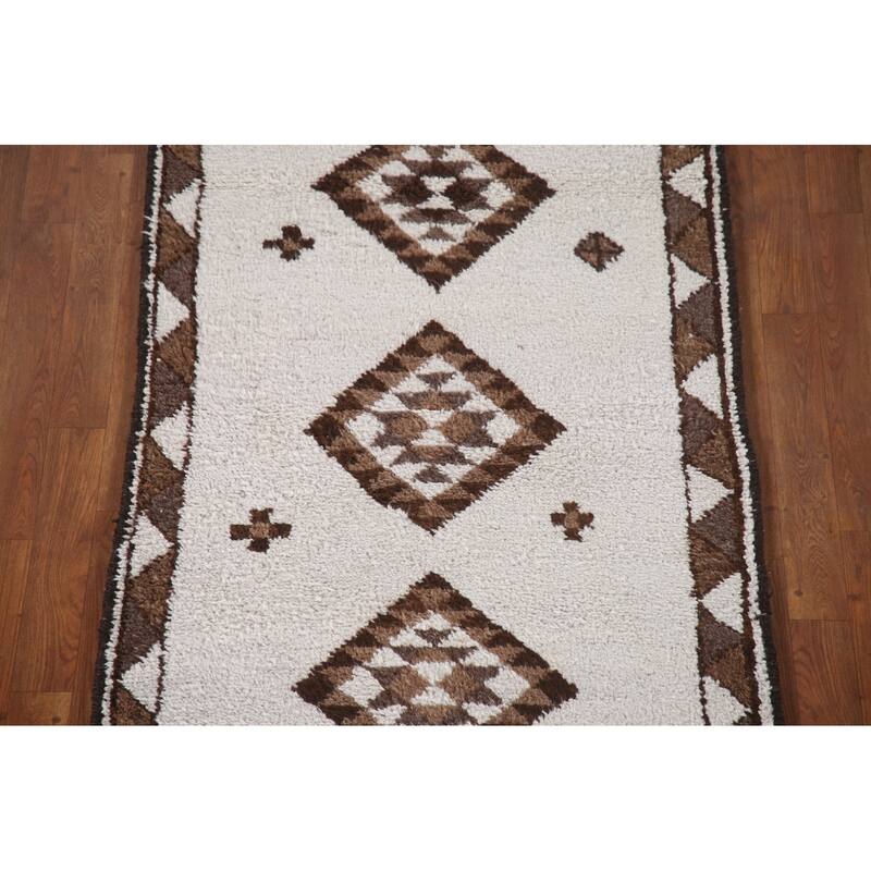 Natural Dye Anatolian Runner Rug Hand-knotted Turkish Wool Carpet - 3'1"x 11'2"