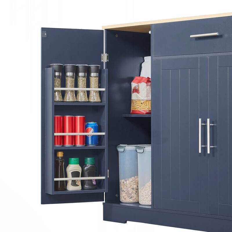 Kitchen Storage Islands with Drawers and Trash Can Storage for Kitchen & Dining - Blue