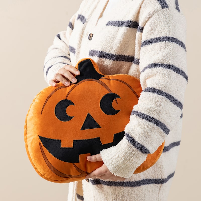 Glitzhome 15.5"L Fall/ Halloween Double Sided Pumpkin Throw Pillow