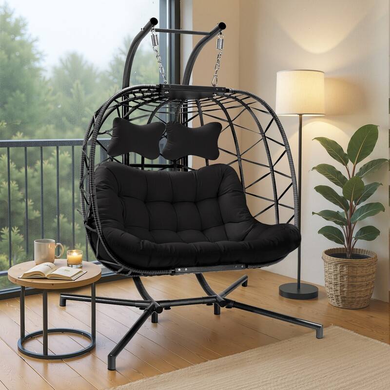 FINCATI Indoor Double Egg Chair, 700 lbs Extra-large 2 Person Double Egg Chair, Cozy Swing Chair, Oversized Hanging Egg Chair