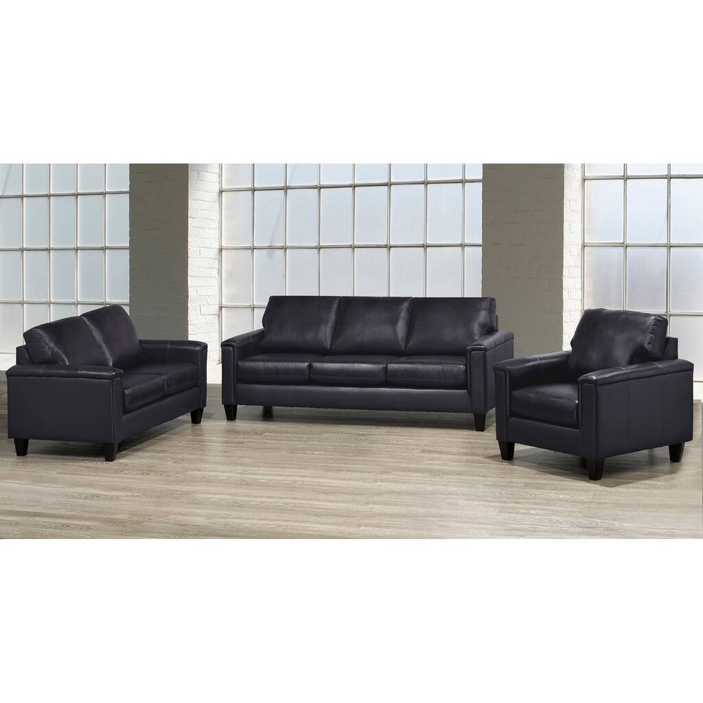 Auckland Top Grain Leather Sofa, Loveseat and Armchair Set