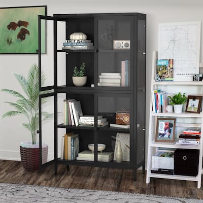 Four Glass Door Storage Cabinet with Adjustable Shelves